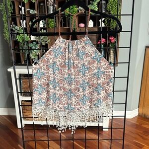 Shyanne Blue and Brown Floral Crop Top